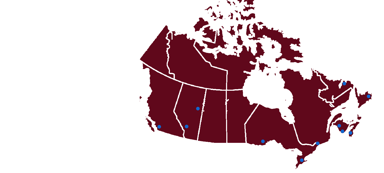 Distributor locations across Canada